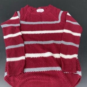 Forever 21 Burgundy and Gray Striped Sweater